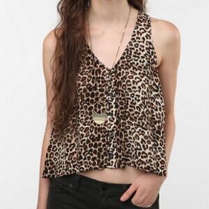 UO Sparkle & Fade Sleeveless High-Low Cheetah Top
